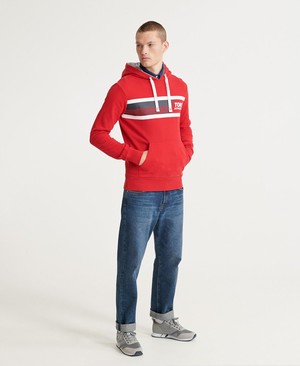 Superdry Trophy Graphic Loopback Classic Férfi Kapucnis Pulóver Piros | CAIPQ5208